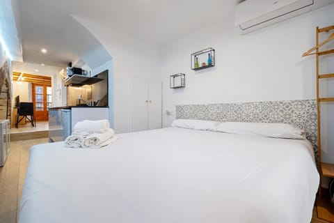 Bed, TV and multimedia, Kitchen or kitchenette, Photo of the whole room, Bedroom, towels, air conditioner