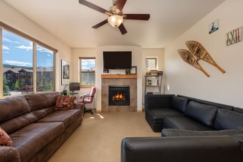 Day, TV and multimedia, Living room, Mountain view, fireplace, furniture