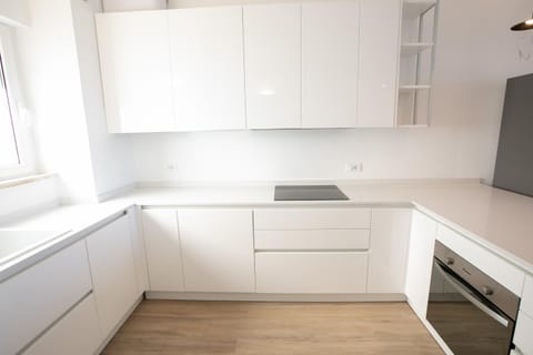 Kitchen or kitchenette, stove