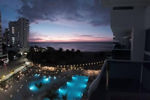 Night, Balcony/Terrace, Pool view, Swimming pool, Sunset