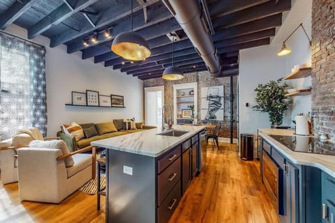 Living room, kitchen