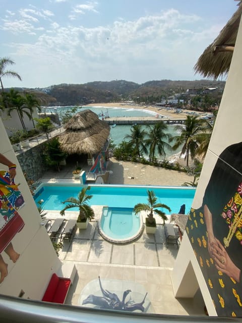View (from property/room), Pool view, Sea view, Swimming pool, sunbed