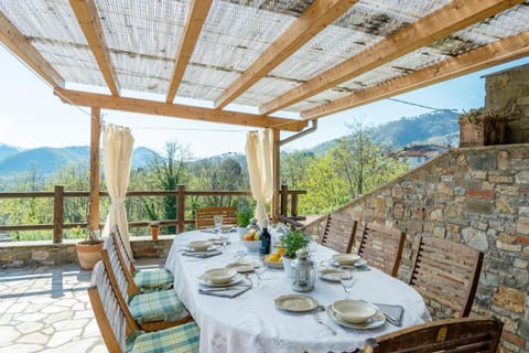 Patio, Spring, Day, Natural landscape, View (from property/room), Balcony/Terrace, Food and drinks, Dining area, Food, Mountain view