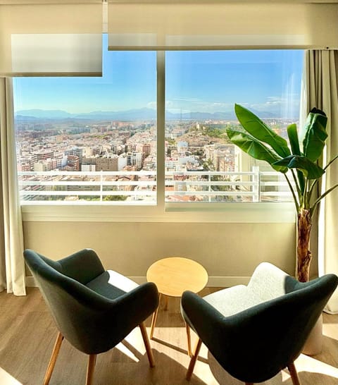 Day, View (from property/room), Balcony/Terrace, Living room, City view, Mountain view