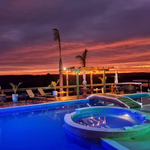Natural landscape, Pool view, Swimming pool, Sunset