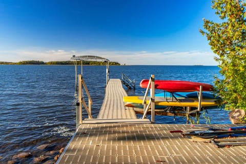 Spacious Leech Lake Home on 2 Private Acres, 200' of lake shore 15 Minutes to Walker with boat lift, dock, swimming, fire pit House in Leech Lake