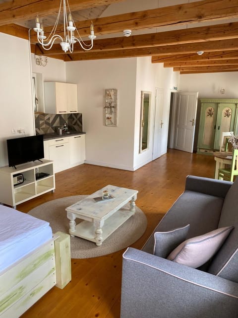 Bed, Kitchen or kitchenette, Living room, Seating area, Family, kitchen