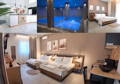 Bed, Hot Tub, Photo of the whole room, Seating area, Bedroom, Pool view, Swimming pool, sunbed