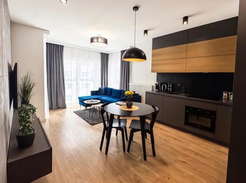 Kitchen or kitchenette, Living room, Seating area, Dining area