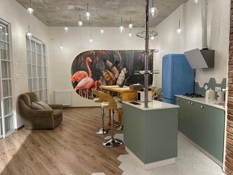 Kitchen or kitchenette, Living room, Decorative detail, Seating area, Dining area
