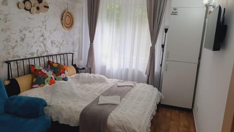 Bed, TV and multimedia, Kitchen or kitchenette, Photo of the whole room, Bedroom, towels, wardrobe