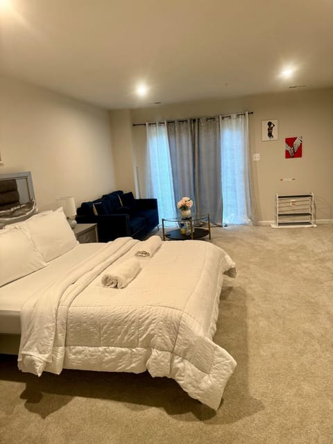 Bed, TV and multimedia, Living room, Photo of the whole room, Seating area, Bedroom
