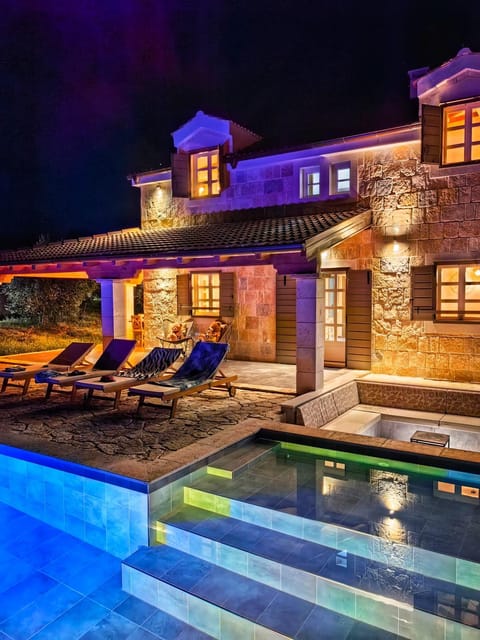 Property building, Night, Swimming pool