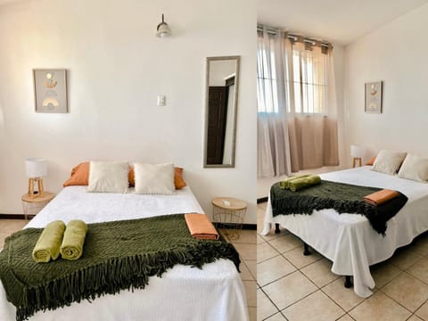 Bed, Photo of the whole room, Bedroom, towels, air conditioner