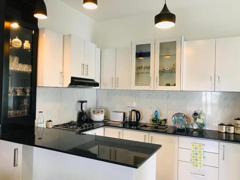 Kitchen or kitchenette, stove, toaster