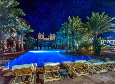 Night, Pool view, Swimming pool