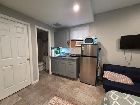 Kitchen or kitchenette, stove, kitchen