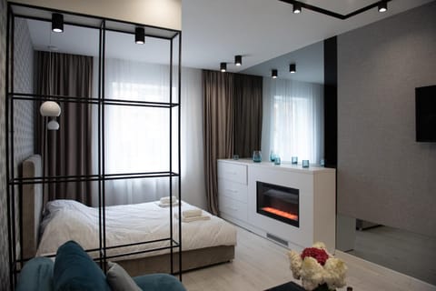 Bed, TV and multimedia, Living room, Photo of the whole room, Seating area, Bedroom, flat iron, internet