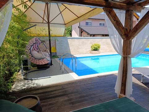 Patio, Pool view, Swimming pool, sunbed