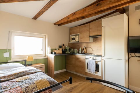 Bed, TV and multimedia, Coffee/tea facilities, Kitchen or kitchenette, Photo of the whole room, Bedroom, minibar, stove, toaster