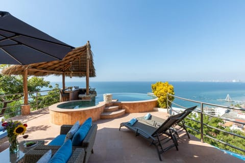 Patio, Nearby landmark, Day, Natural landscape, View (from property/room), Balcony/Terrace, Seating area, Pool view, Sea view, Swimming pool, sunbed