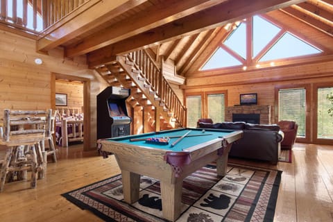 Billiard, Game Room, TV and multimedia, Living room, Seating area, fireplace, furniture