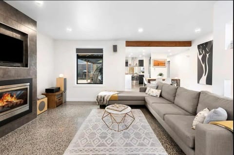 Living room, fireplace