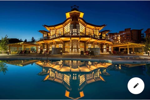 Property building, Night, Pool view, Swimming pool