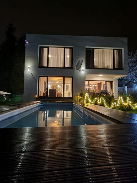 Property building, Night, Swimming pool