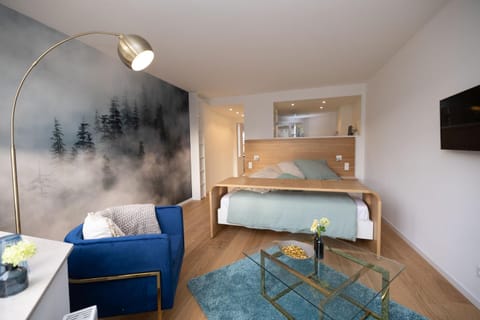 Bed, Living room, Photo of the whole room, Seating area, Bedroom
