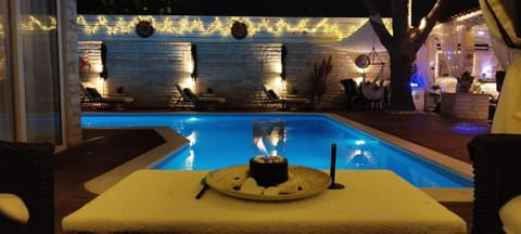 Night, Pool view, Swimming pool