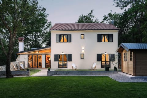 Property building, Night, Garden, Garden view