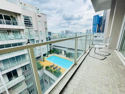 View (from property/room), Balcony/Terrace, Pool view, Swimming pool