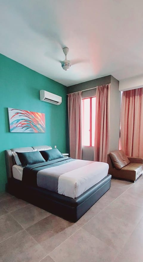 Bed, Living room, Seating area, Bedroom, air conditioner
