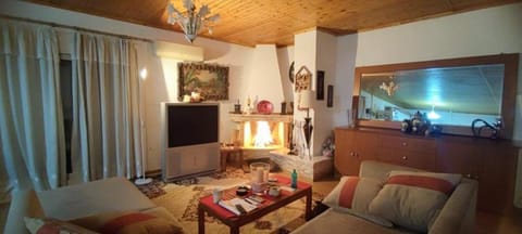 Seating area, fireplace