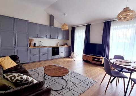 Kitchen or kitchenette, Living room, Seating area, Dining area