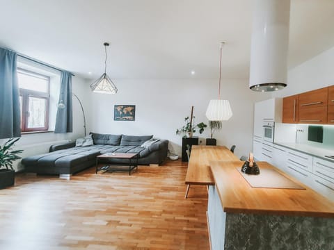Living room, kitchen