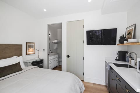Bed, TV and multimedia, Kitchen or kitchenette, Photo of the whole room, Bedroom