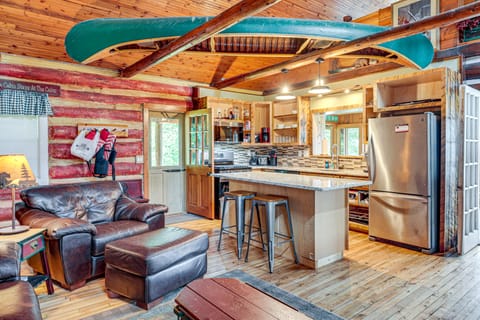 Dock, Fire Pit: Historic Lakefront Cabin in Mercer House in Wisconsin