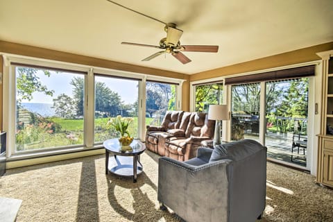 Deck + Fire Pit: Waterfront Lake Michigan Escape House in Wisconsin