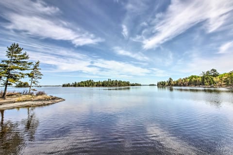 Boat Dock & Beach: Charming Stop Island Cabin House in Minnesota
