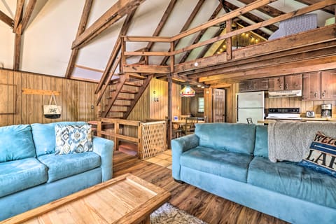 Game Room & Fire Pit: Tree-Lined Pocono Lake Cabin House in Coolbaugh Township