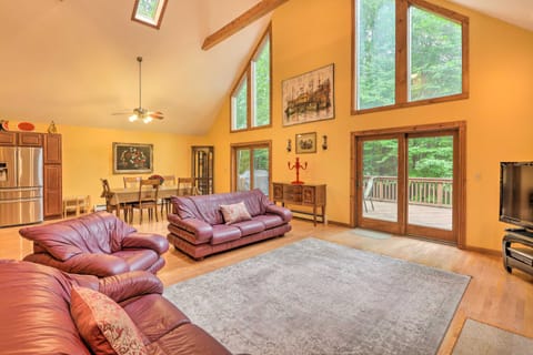 Fire Pit, Indoor Pool Access: Big Bass Lake Cabin House in Pocono Mountains