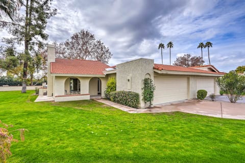 Patio + Fire Pit: Luxe Home Near Arizona Boardwalk Apartment in McCormick Ranch