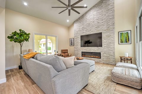 Patio + Fire Pit: Luxe Home Near Arizona Boardwalk Apartment in McCormick Ranch