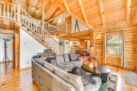 Lakefront Corinth Log Home: Private Dock, Fire Pit House in Great Sacandaga Lake