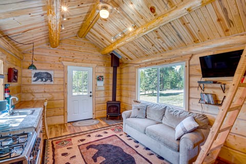 Mtn Views & Fireplace: Cozy Trout Creek Tiny Home Apartment in Idaho