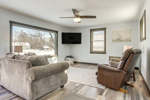 Boat Dock: Riverfront Oconto Home! House in Wisconsin