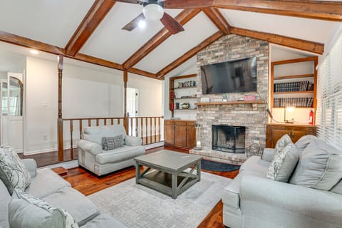 Patio + Pool Table: Lake Marion Getaway House in Lake Marion