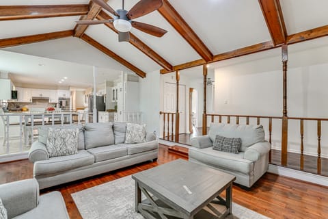 Patio + Pool Table: Lake Marion Getaway House in Lake Marion